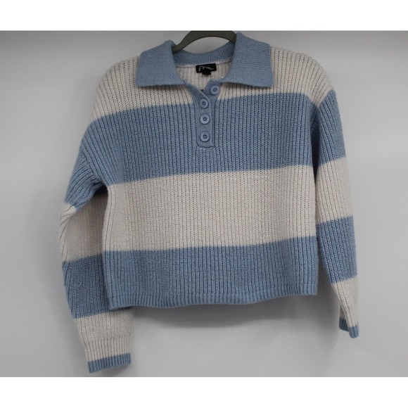 art class Other - Art Class Blue Cream Striped Polo Collar Knit Sweater XL 14/16 Long Sleeve